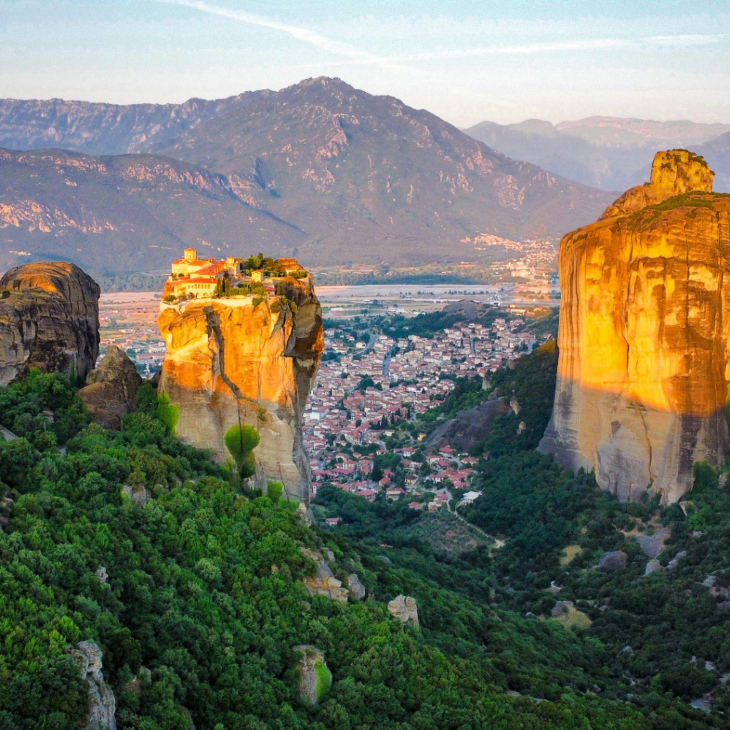 Meteora monasteries on cliffs central Greece